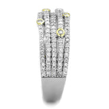 TS251 - Reverse Two-Tone 925 Sterling Silver Ring with AAA Grade CZ  in Clear - Alamode