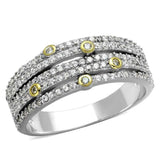 TS251 - Reverse Two-Tone 925 Sterling Silver Ring with AAA Grade CZ in Clear - Alamode - Flyclothing LLC