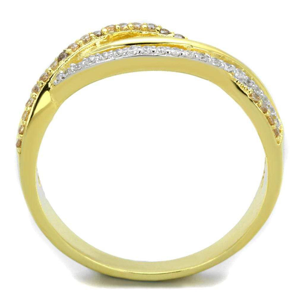 TS252 - Gold+Rhodium 925 Sterling Silver Ring with AAA Grade CZ in Champagne - Alamode - Flyclothing LLC