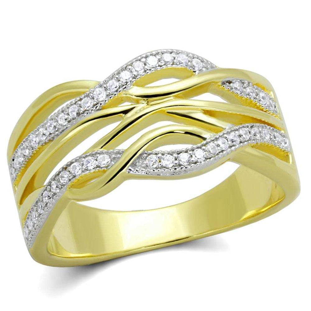 TS253 - Gold+Rhodium 925 Sterling Silver Ring with AAA Grade CZ in Clear - Alamode - Flyclothing LLC