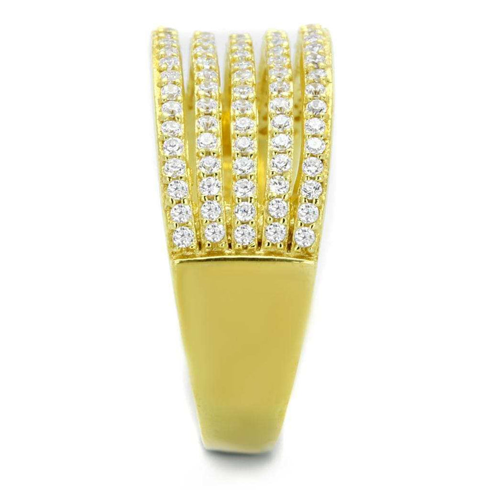 TS254 - Gold 925 Sterling Silver Ring with AAA Grade CZ in Clear - Alamode - Flyclothing LLC