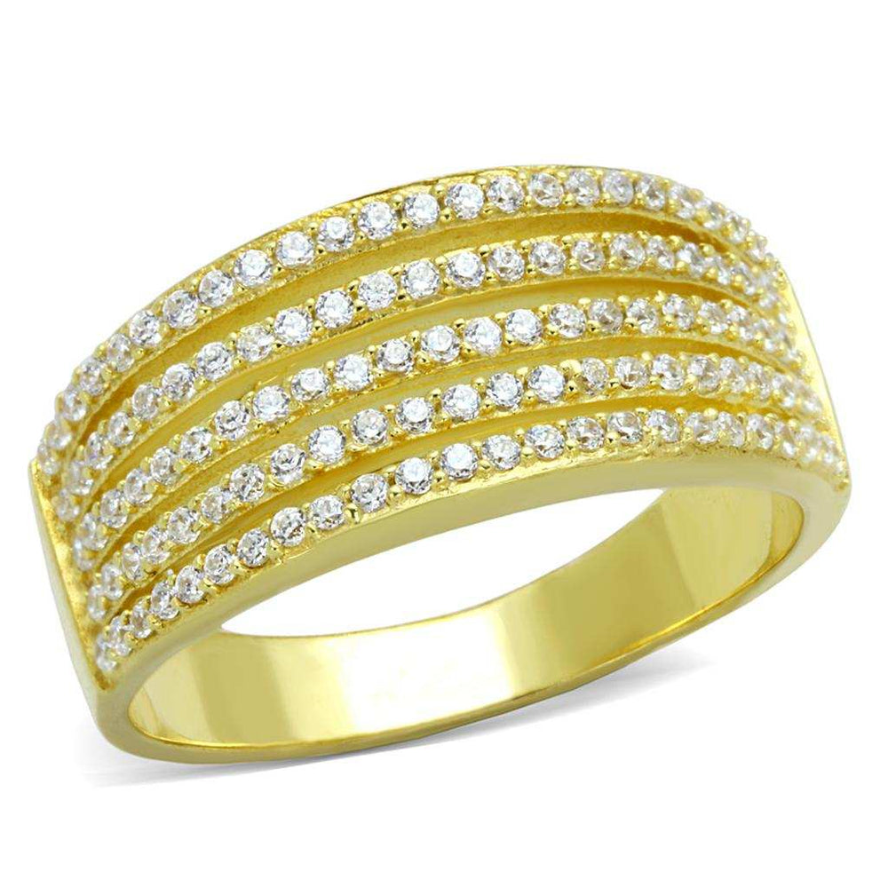 TS254 - Gold 925 Sterling Silver Ring with AAA Grade CZ in Clear - Alamode - Flyclothing LLC