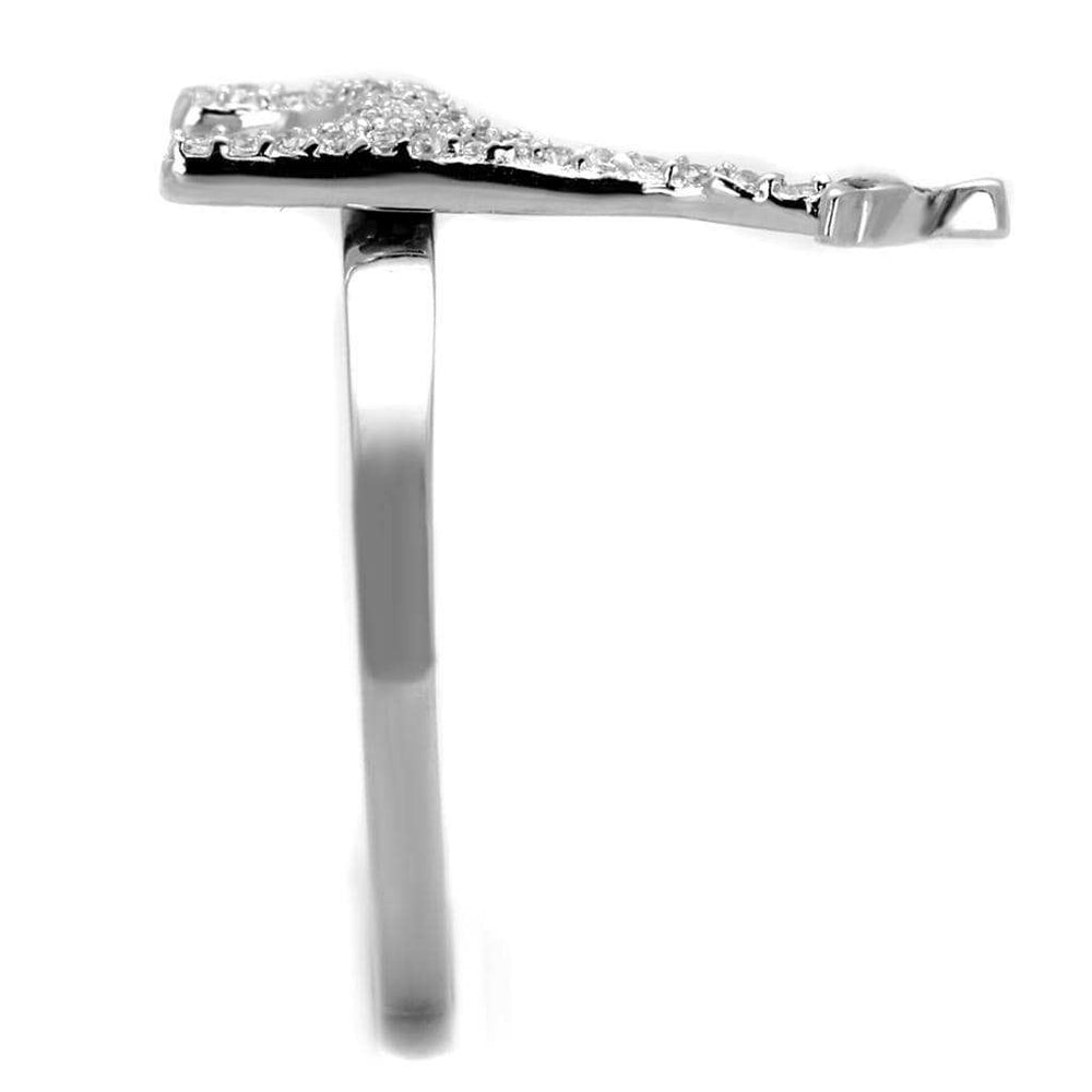 TS255 - Rhodium 925 Sterling Silver Ring with AAA Grade CZ in Clear - Alamode - Flyclothing LLC