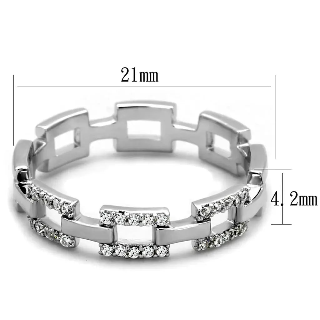 TS257 - Rhodium 925 Sterling Silver Ring with AAA Grade CZ in Clear - Alamode - Flyclothing LLC