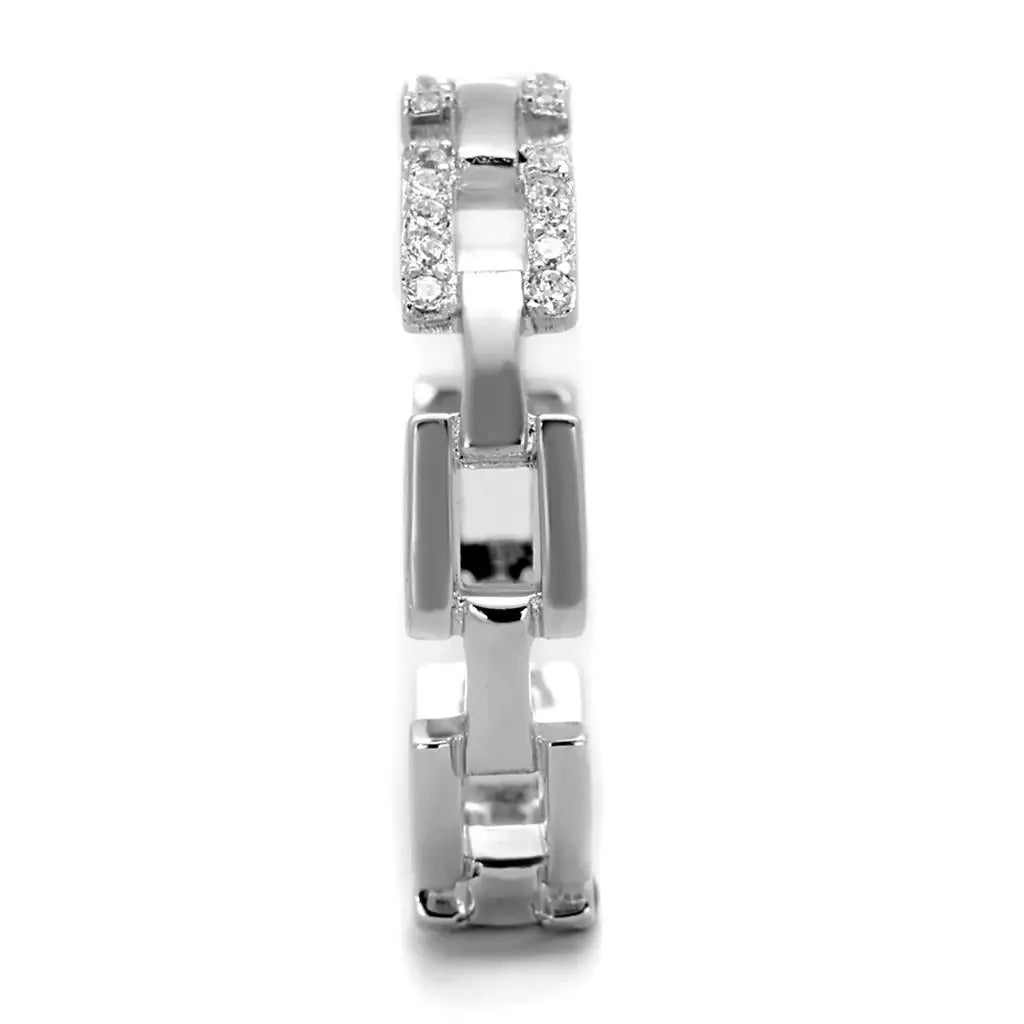 TS257 - Rhodium 925 Sterling Silver Ring with AAA Grade CZ in Clear - Alamode - Flyclothing LLC