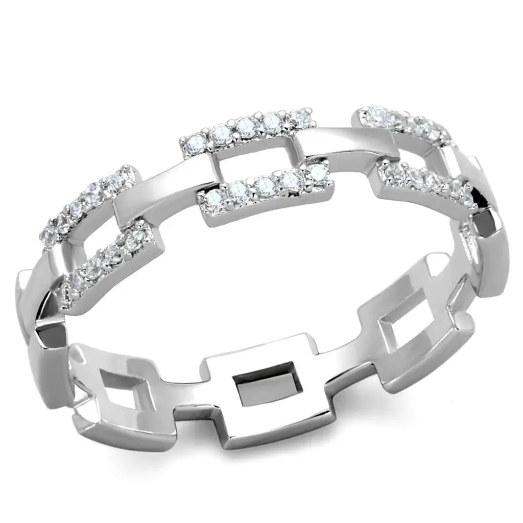 TS257 - Rhodium 925 Sterling Silver Ring with AAA Grade CZ in Clear - Alamode - Flyclothing LLC