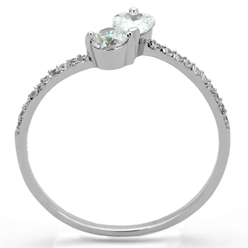 TS258 - Rhodium 925 Sterling Silver Ring with AAA Grade CZ in Clear - Alamode - Flyclothing LLC
