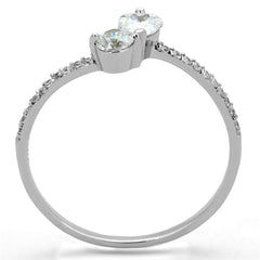 TS258 - Rhodium 925 Sterling Silver Ring with AAA Grade CZ  in Clear