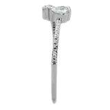 TS258 - Rhodium 925 Sterling Silver Ring with AAA Grade CZ  in Clear - Alamode