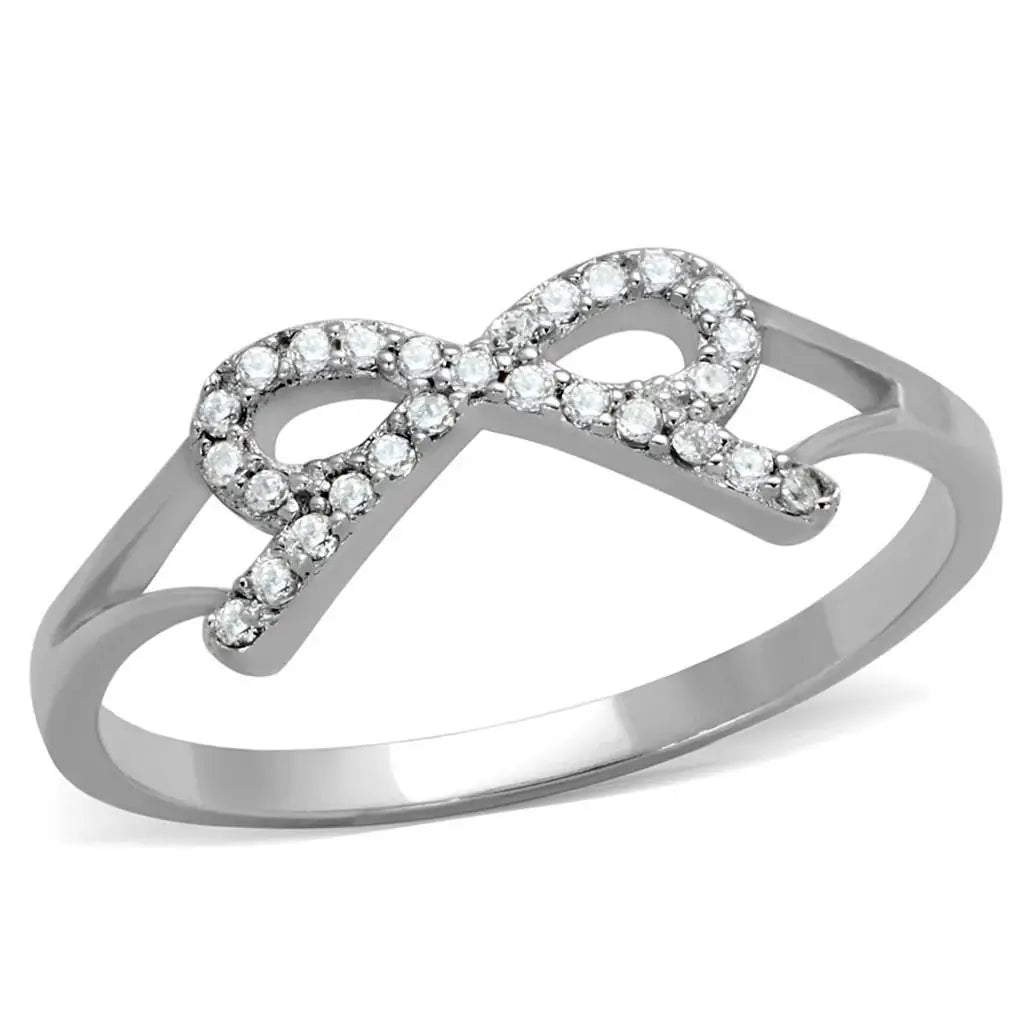 TS259 - Rhodium 925 Sterling Silver Ring with AAA Grade CZ in Clear - Alamode - Flyclothing LLC