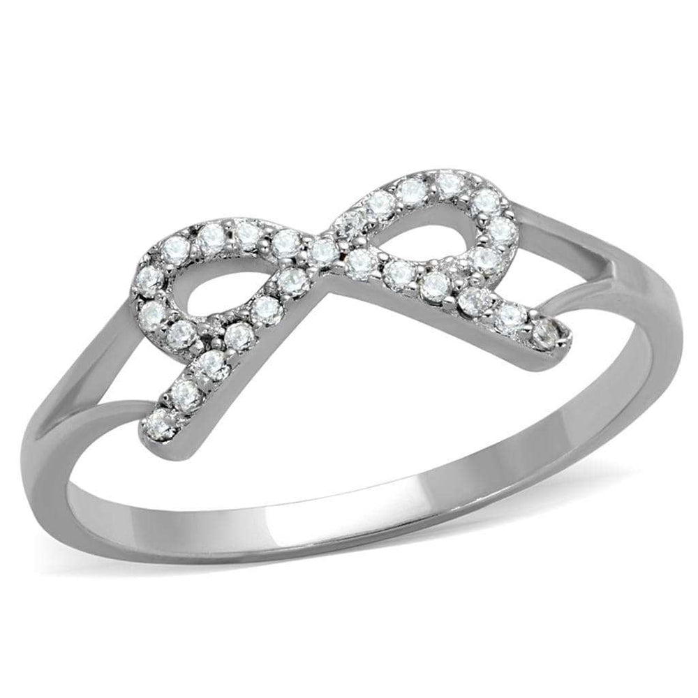 TS259 - Rhodium 925 Sterling Silver Ring with AAA Grade CZ in Clear - Alamode - Flyclothing LLC