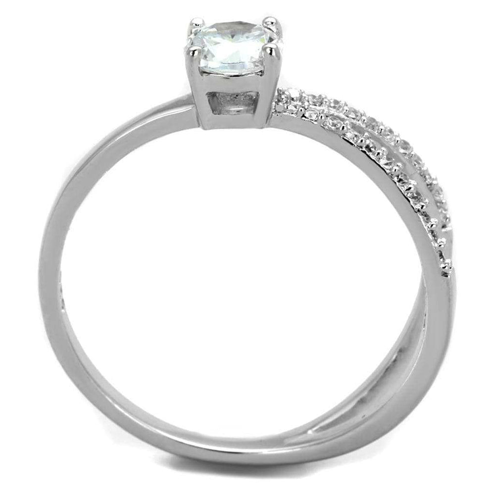 TS261 - Rhodium 925 Sterling Silver Ring with AAA Grade CZ in Clear - Alamode - Flyclothing LLC