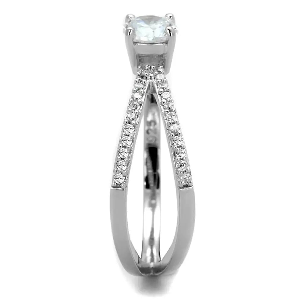 TS261 - Rhodium 925 Sterling Silver Ring with AAA Grade CZ in Clear - Alamode - Flyclothing LLC