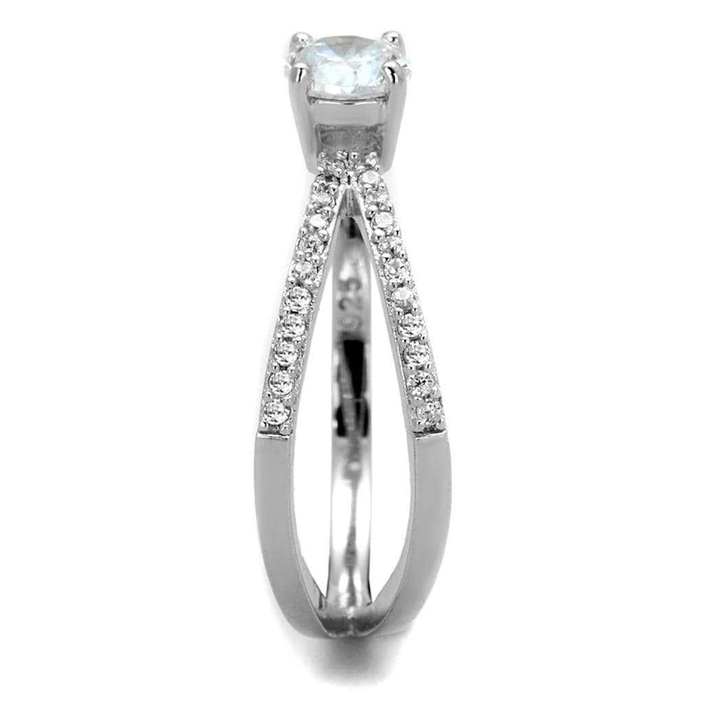 TS261 - Rhodium 925 Sterling Silver Ring with AAA Grade CZ in Clear - Alamode - Flyclothing LLC