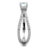 TS261 - Rhodium 925 Sterling Silver Ring with AAA Grade CZ  in Clear - Alamode