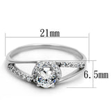 TS263 - Rhodium 925 Sterling Silver Ring with AAA Grade CZ  in Clear - Alamode