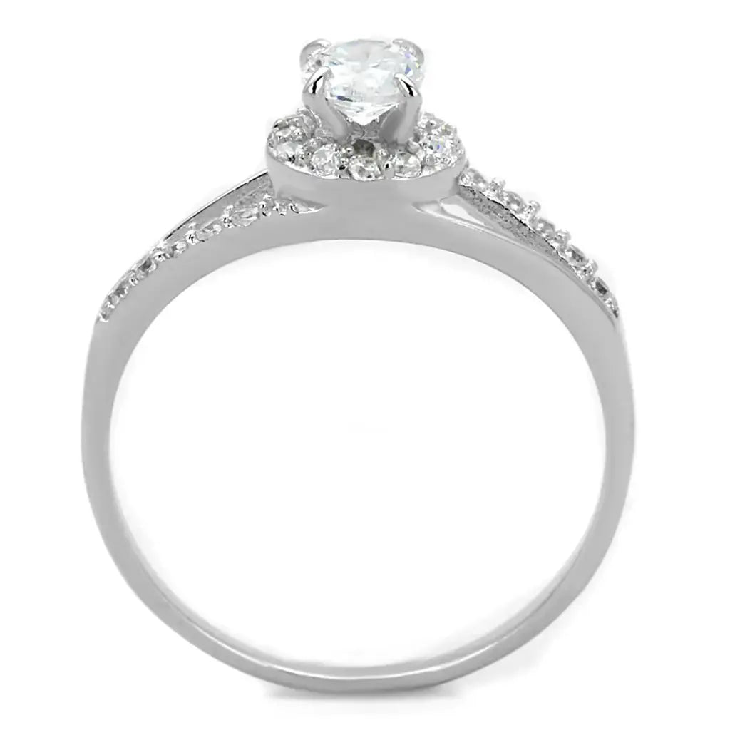TS263 - Rhodium 925 Sterling Silver Ring with AAA Grade CZ in Clear - Alamode - Flyclothing LLC