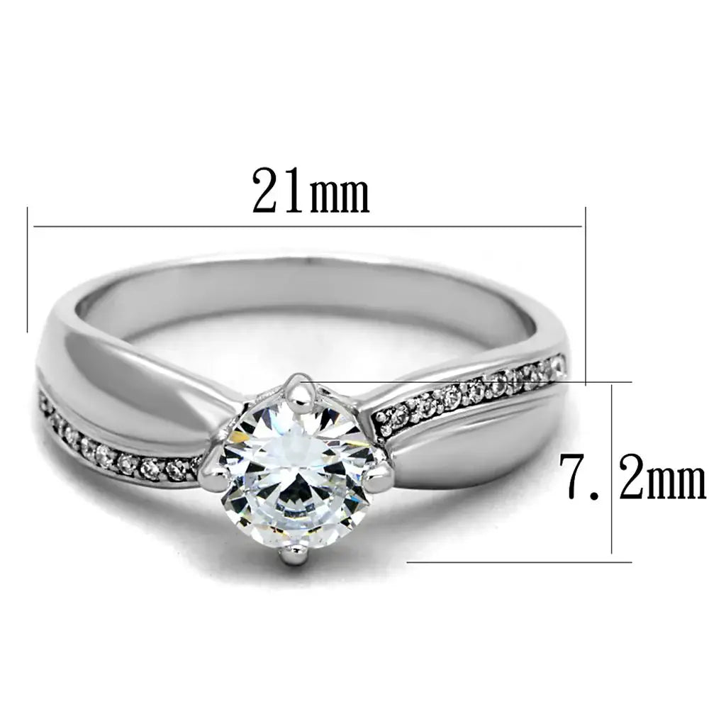 TS264 - Rhodium 925 Sterling Silver Ring with AAA Grade CZ in Clear - Alamode - Flyclothing LLC