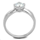 TS264 - Rhodium 925 Sterling Silver Ring with AAA Grade CZ  in Clear - Alamode