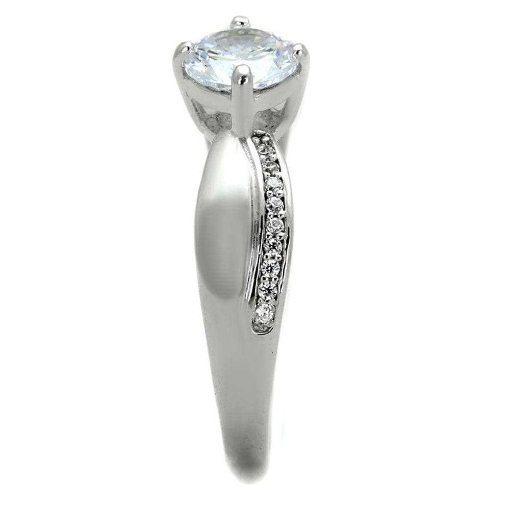TS264 - Rhodium 925 Sterling Silver Ring with AAA Grade CZ in Clear - Alamode - Flyclothing LLC