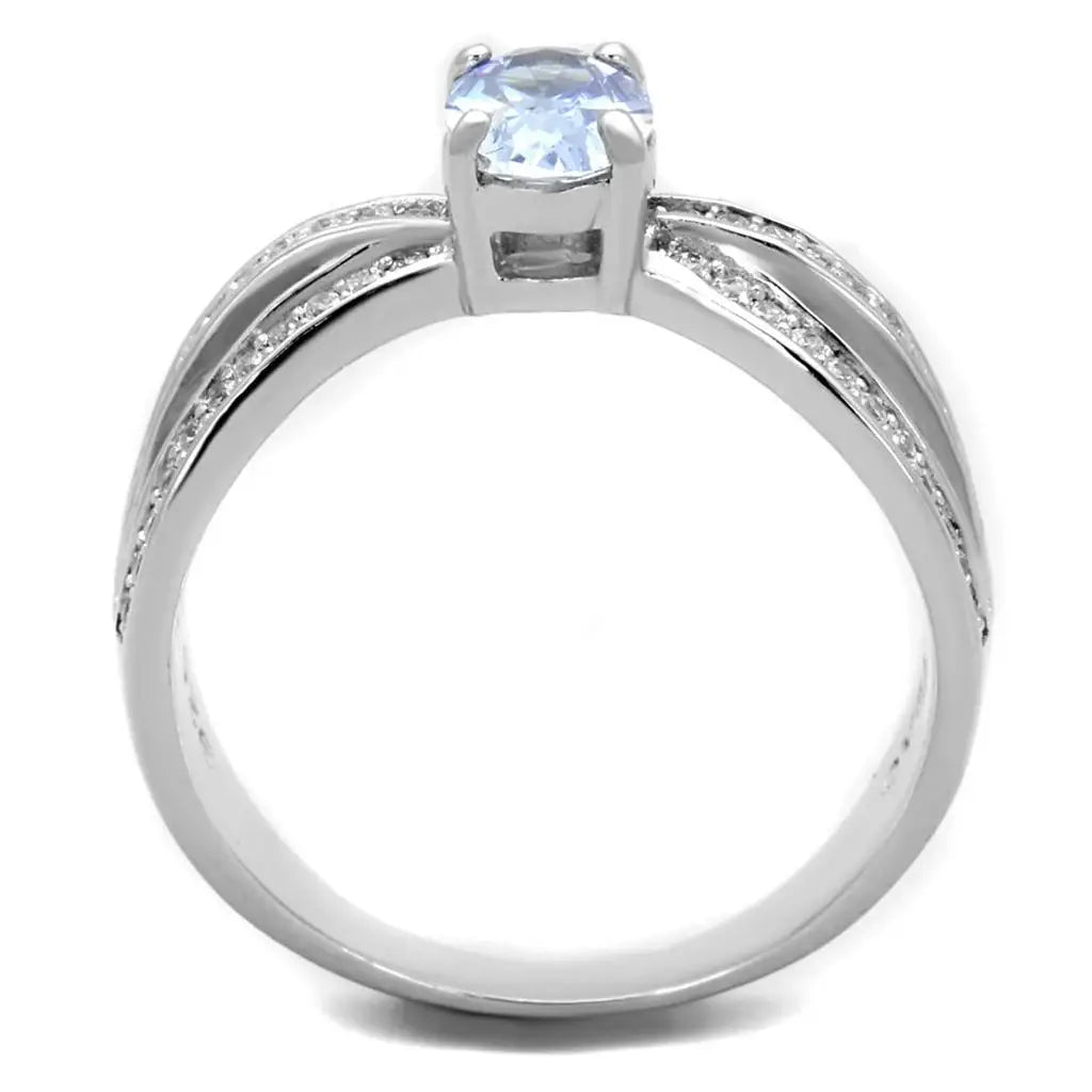 TS265 - Rhodium 925 Sterling Silver Ring with AAA Grade CZ in Light Amethyst - Alamode - Flyclothing LLC