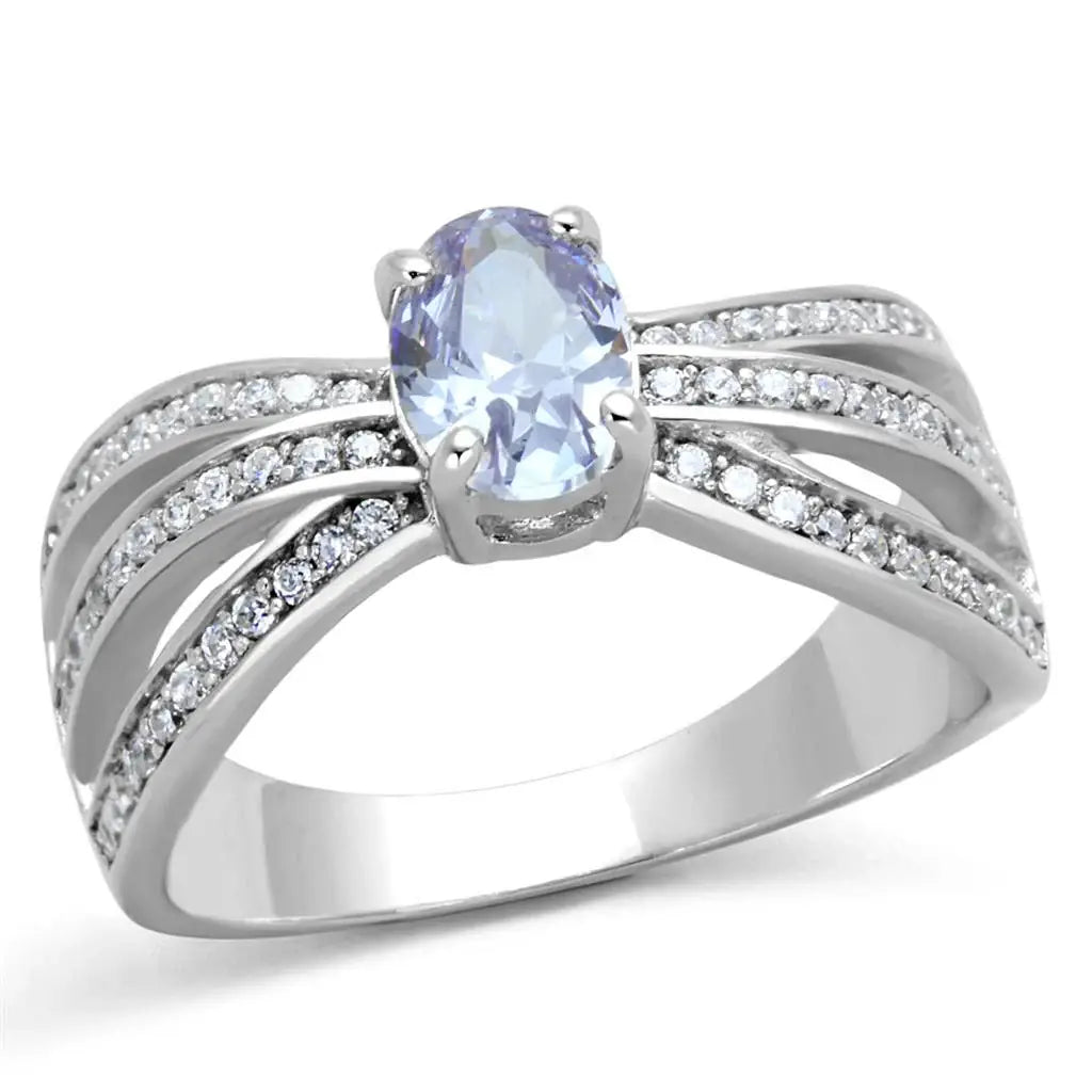 TS265 - Rhodium 925 Sterling Silver Ring with AAA Grade CZ in Light Amethyst - Alamode - Flyclothing LLC