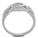 TS266 - Rhodium 925 Sterling Silver Ring with AAA Grade CZ  in Clear - Alamode