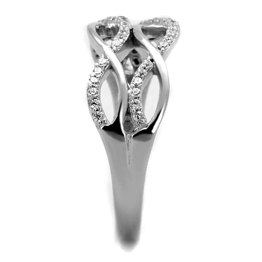 TS266 - Rhodium 925 Sterling Silver Ring with AAA Grade CZ in Clear - Alamode - Flyclothing LLC