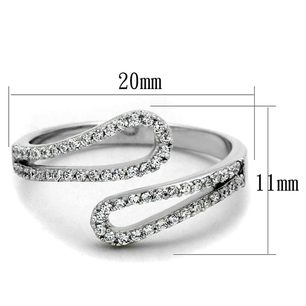 TS267 - Rhodium 925 Sterling Silver Ring with AAA Grade CZ in Clear - Alamode - Flyclothing LLC