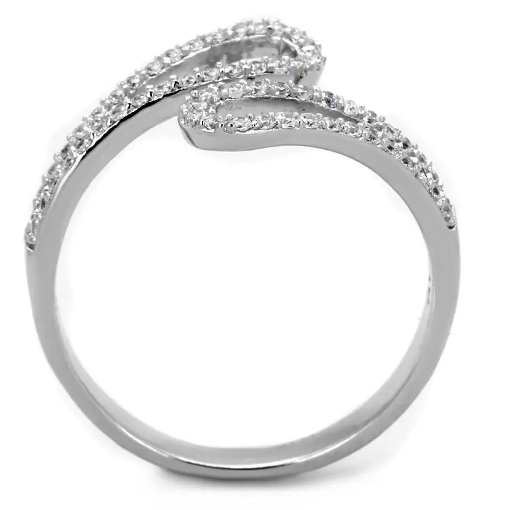 TS267 - Rhodium 925 Sterling Silver Ring with AAA Grade CZ in Clear - Alamode - Flyclothing LLC