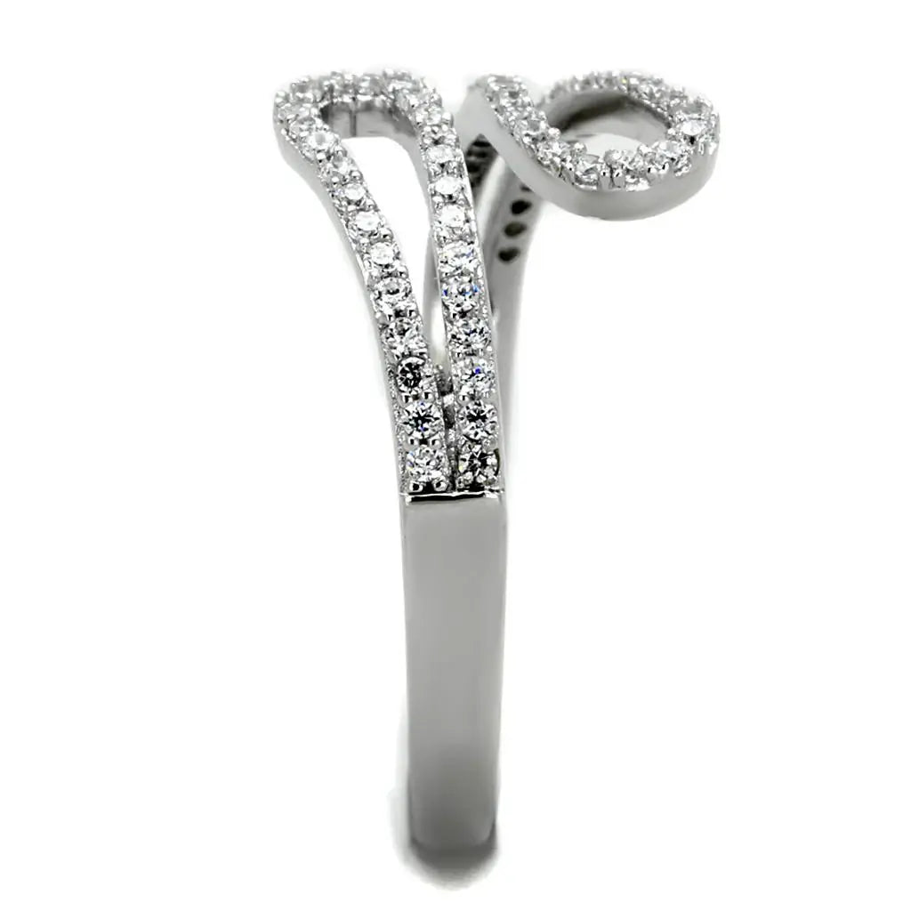 TS267 - Rhodium 925 Sterling Silver Ring with AAA Grade CZ in Clear - Alamode - Flyclothing LLC