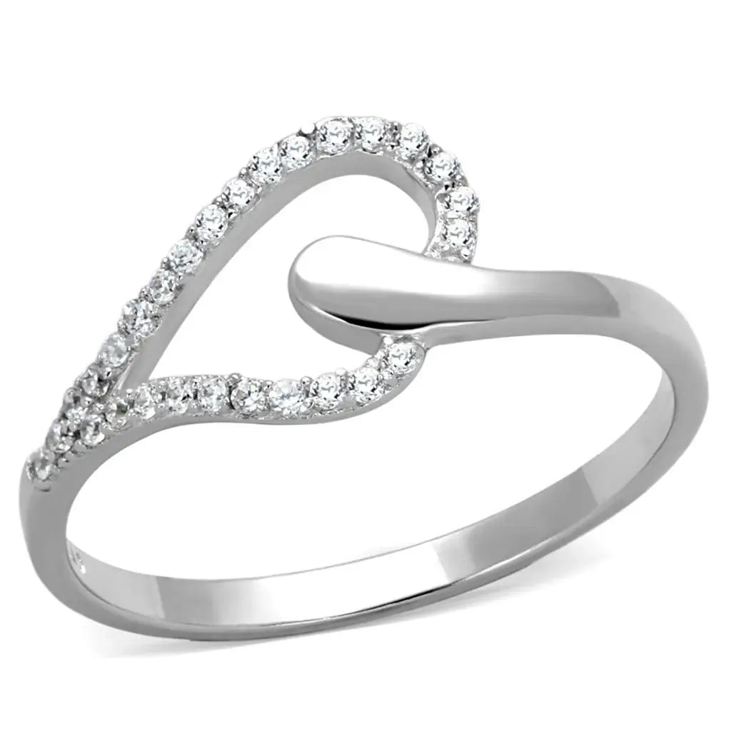 TS269 - Rhodium 925 Sterling Silver Ring with AAA Grade CZ in Clear - Alamode - Flyclothing LLC
