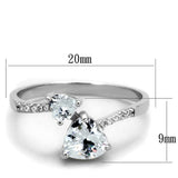 TS271 - Rhodium 925 Sterling Silver Ring with AAA Grade CZ  in Clear - Alamode