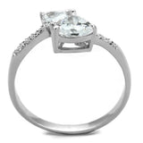 TS271 - Rhodium 925 Sterling Silver Ring with AAA Grade CZ  in Clear - Alamode