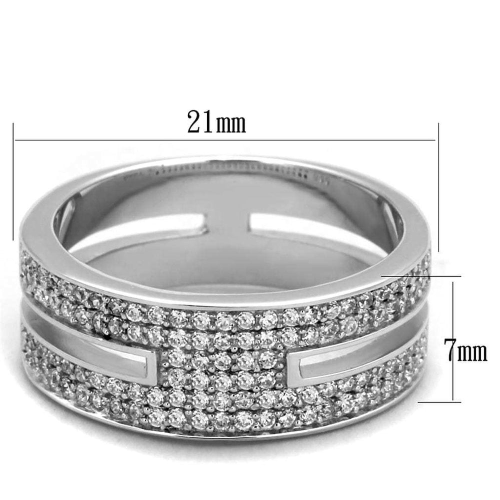 TS273 - Rhodium 925 Sterling Silver Ring with AAA Grade CZ in Clear - Alamode - Flyclothing LLC