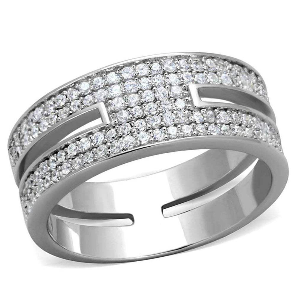 TS273 - Rhodium 925 Sterling Silver Ring with AAA Grade CZ in Clear - Alamode - Flyclothing LLC