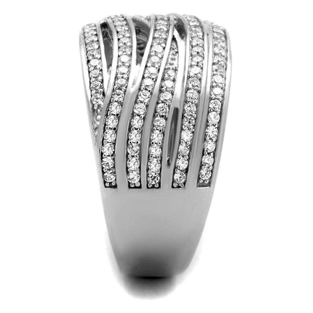 TS274 - Rhodium 925 Sterling Silver Ring with AAA Grade CZ in Clear - Alamode - Flyclothing LLC