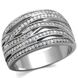 TS274 - Rhodium 925 Sterling Silver Ring with AAA Grade CZ in Clear - Alamode - Flyclothing LLC
