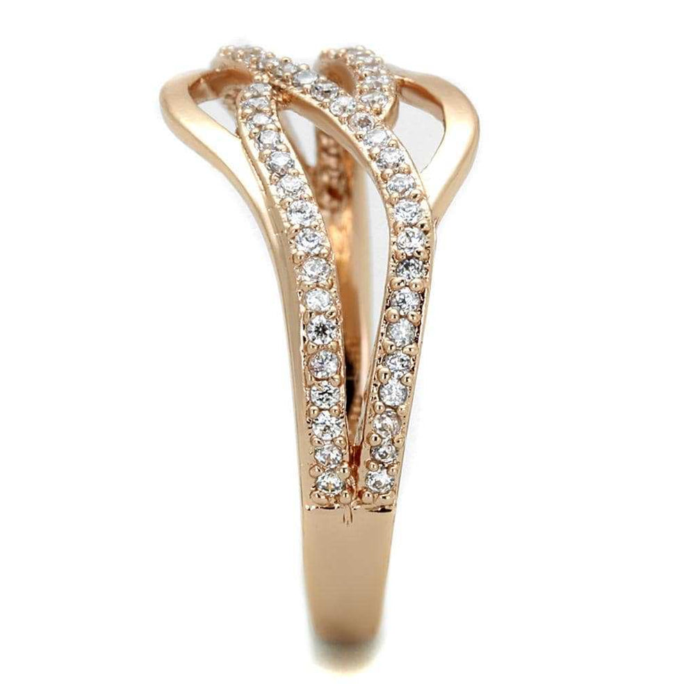 TS276 - Rose Gold 925 Sterling Silver Ring with AAA Grade CZ in Clear - Alamode - Flyclothing LLC