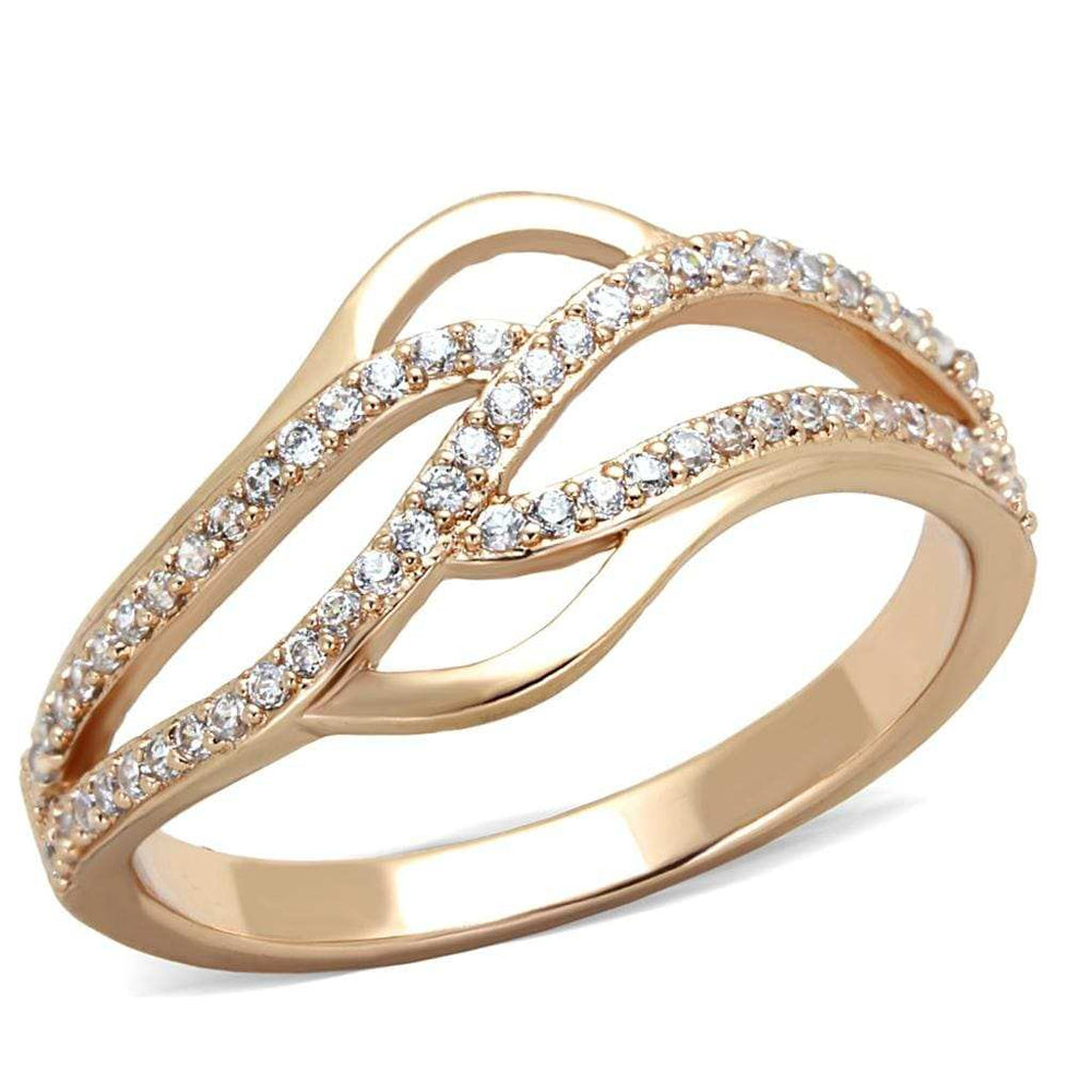 TS276 - Rose Gold 925 Sterling Silver Ring with AAA Grade CZ in Clear - Alamode - Flyclothing LLC