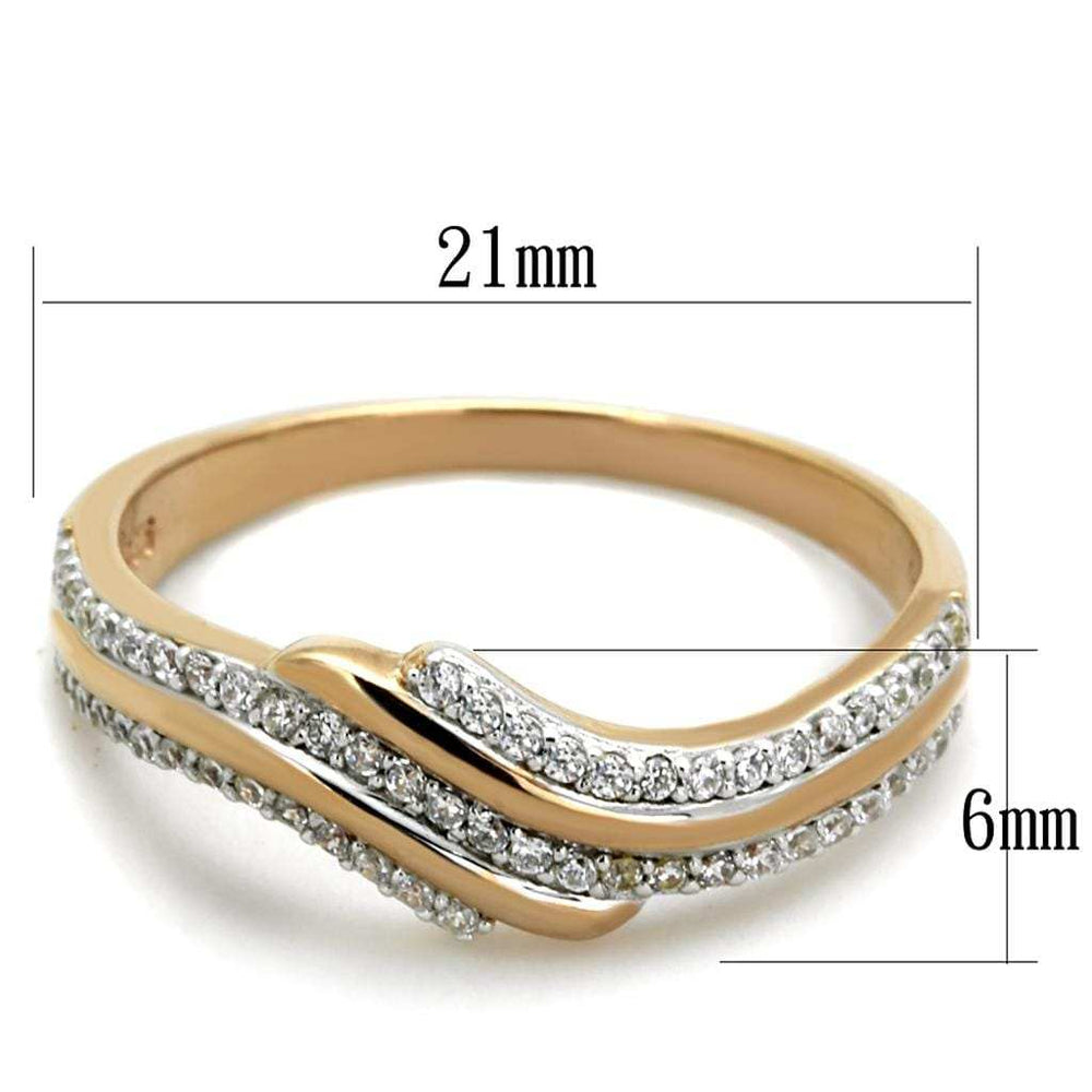 TS277 - Rose Gold + Rhodium 925 Sterling Silver Ring with AAA Grade CZ in Clear - Alamode - Flyclothing LLC