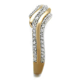TS277 - Rose Gold + Rhodium 925 Sterling Silver Ring with AAA Grade CZ  in Clear