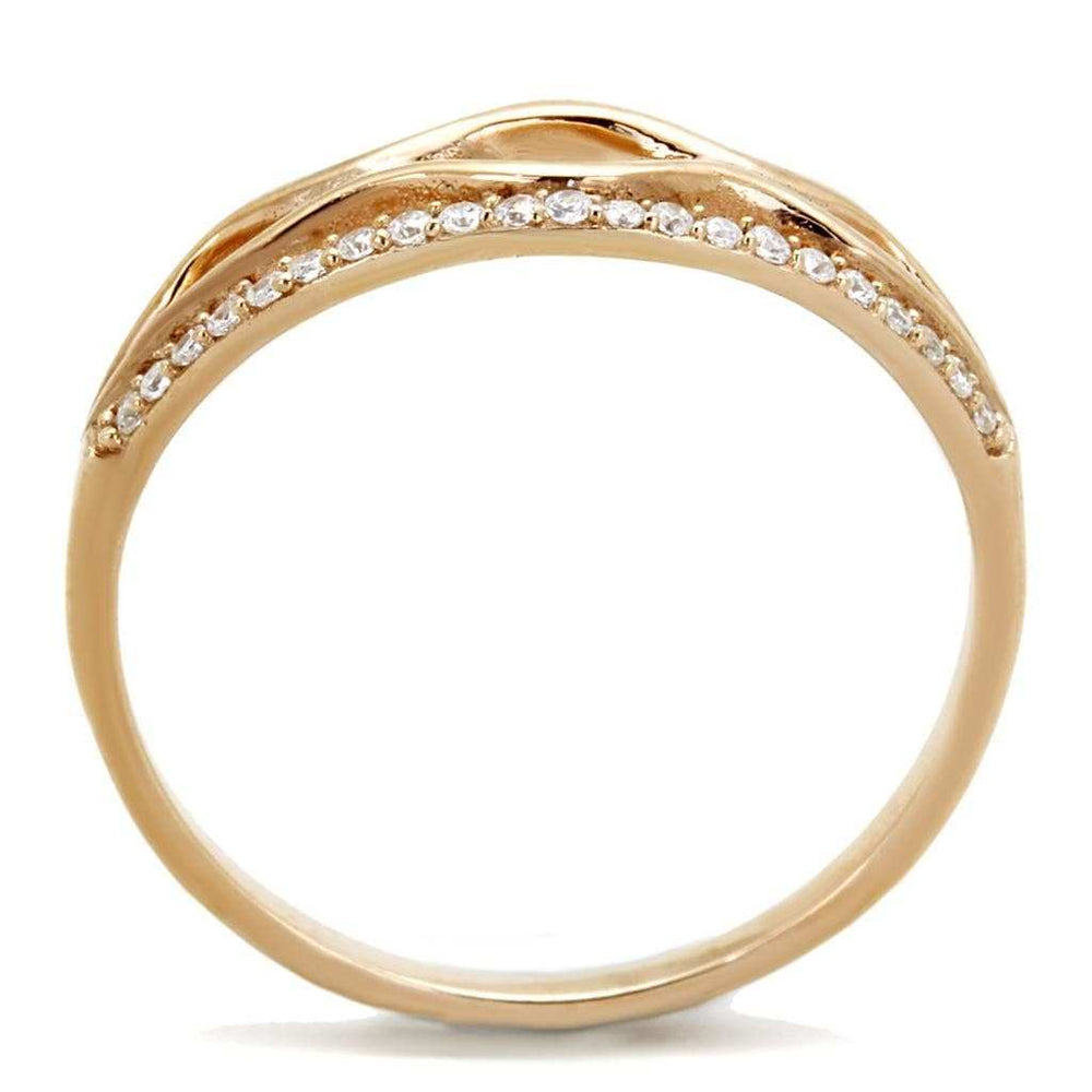 TS278 - Rose Gold 925 Sterling Silver Ring with AAA Grade CZ in Clear - Alamode - Flyclothing LLC