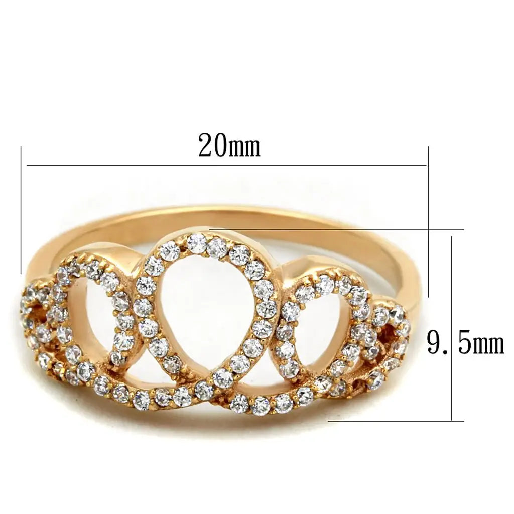 TS279 - Rose Gold 925 Sterling Silver Ring with AAA Grade CZ in Clear - Alamode - Flyclothing LLC
