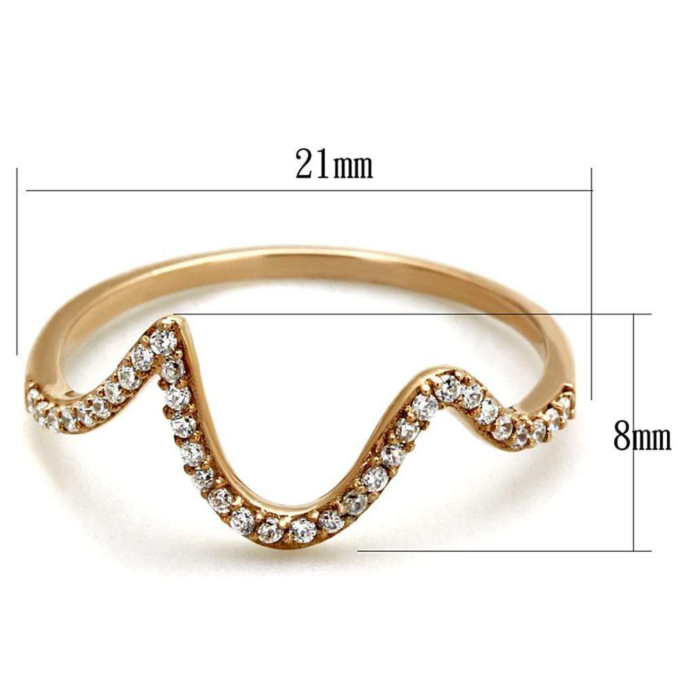 TS280 - Rose Gold 925 Sterling Silver Ring with AAA Grade CZ in Clear - Alamode - Flyclothing LLC