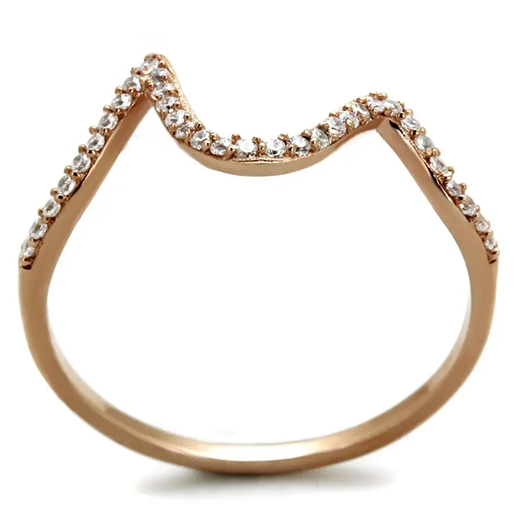 TS280 - Rose Gold 925 Sterling Silver Ring with AAA Grade CZ in Clear - Alamode - Flyclothing LLC