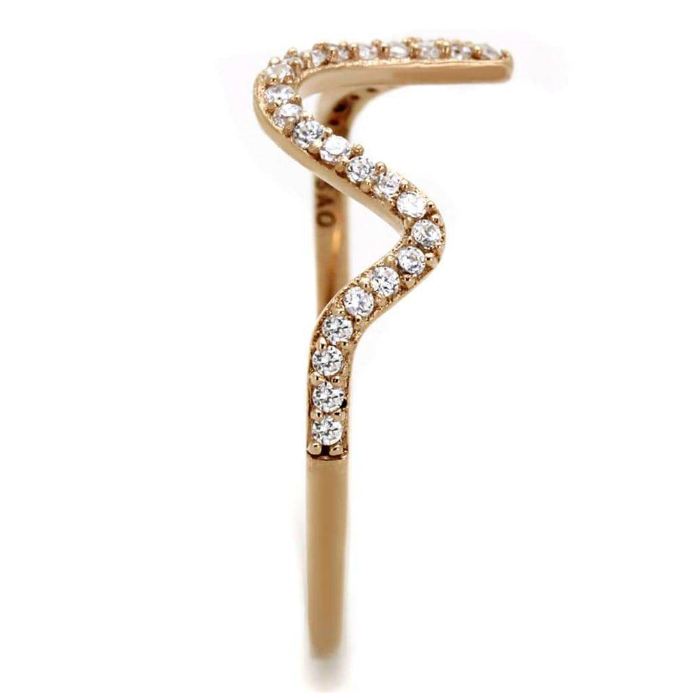 TS280 - Rose Gold 925 Sterling Silver Ring with AAA Grade CZ in Clear - Alamode - Flyclothing LLC