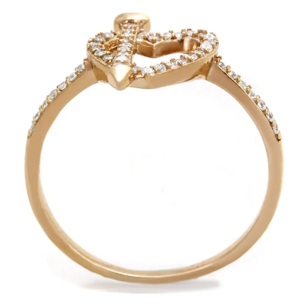 TS281 - Rose Gold 925 Sterling Silver Ring with AAA Grade CZ in Clear - Alamode - Flyclothing LLC