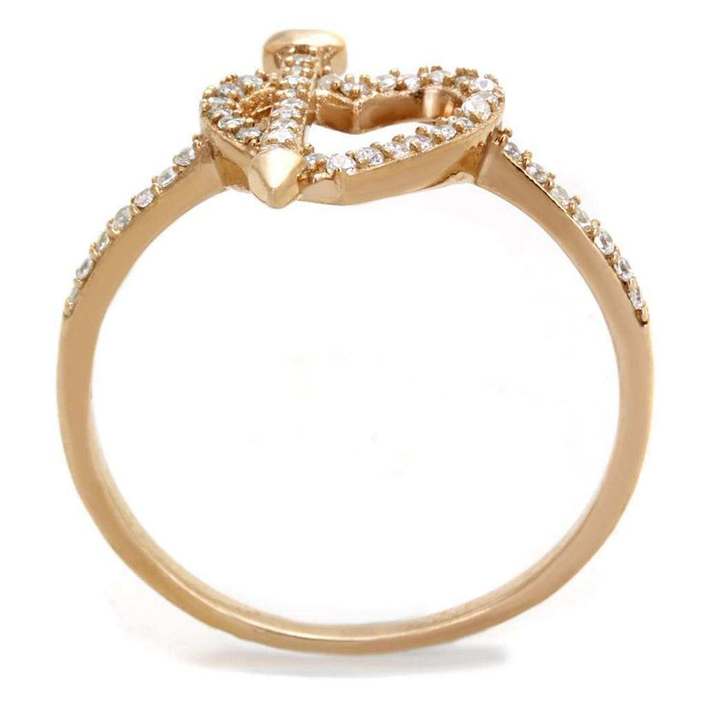 TS281 - Rose Gold 925 Sterling Silver Ring with AAA Grade CZ in Clear - Alamode - Flyclothing LLC