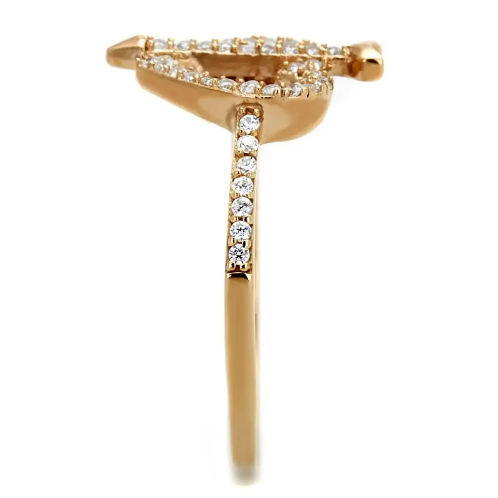 TS281 - Rose Gold 925 Sterling Silver Ring with AAA Grade CZ in Clear - Alamode - Flyclothing LLC